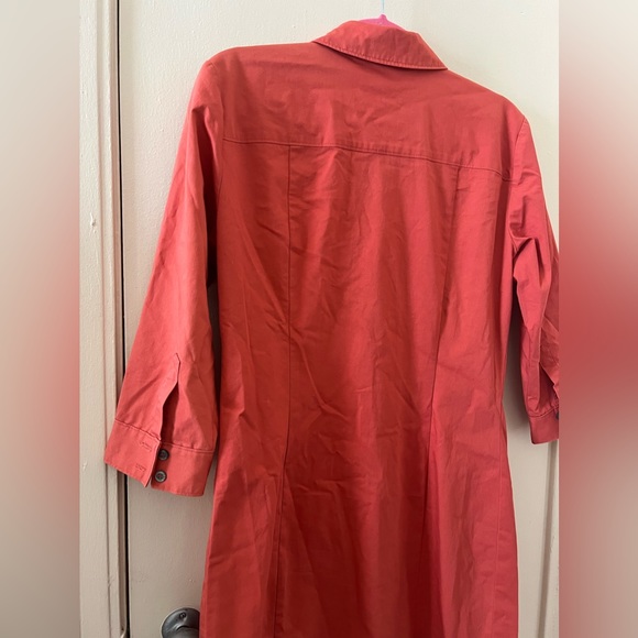 Club Monaco Peachy Orange Button Up Dress w/ a 3/4 Length Sleeves Size 8 or M/L - Picture 4 of 7